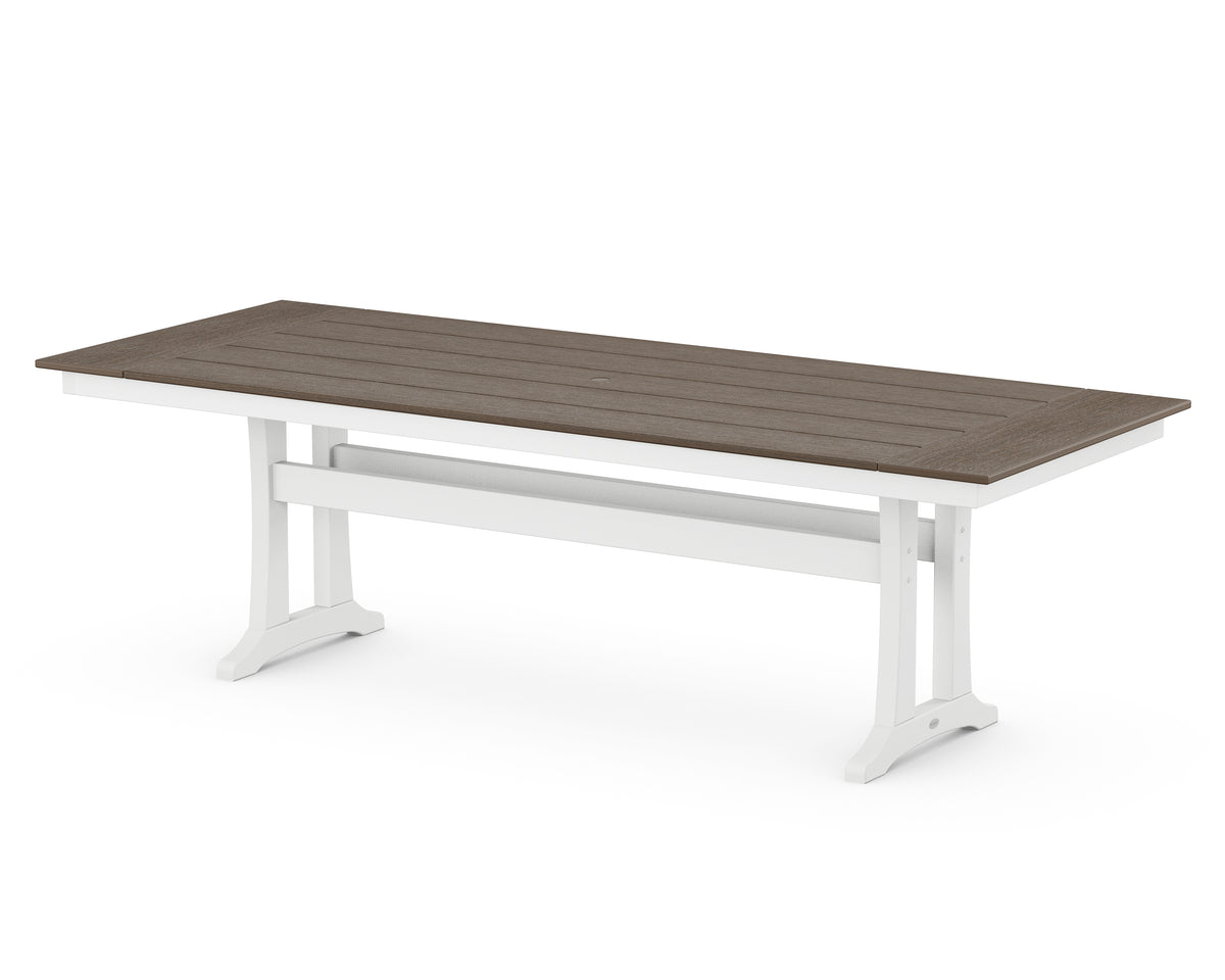 POLYWOOD Farmhouse Trestle 38" x 96" Dining Table in White / Kona