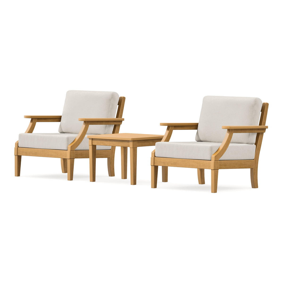 POLYWOOD PW Designer Series Estate 3-Piece Lounge Chair Set in Natural / Dune Burlap