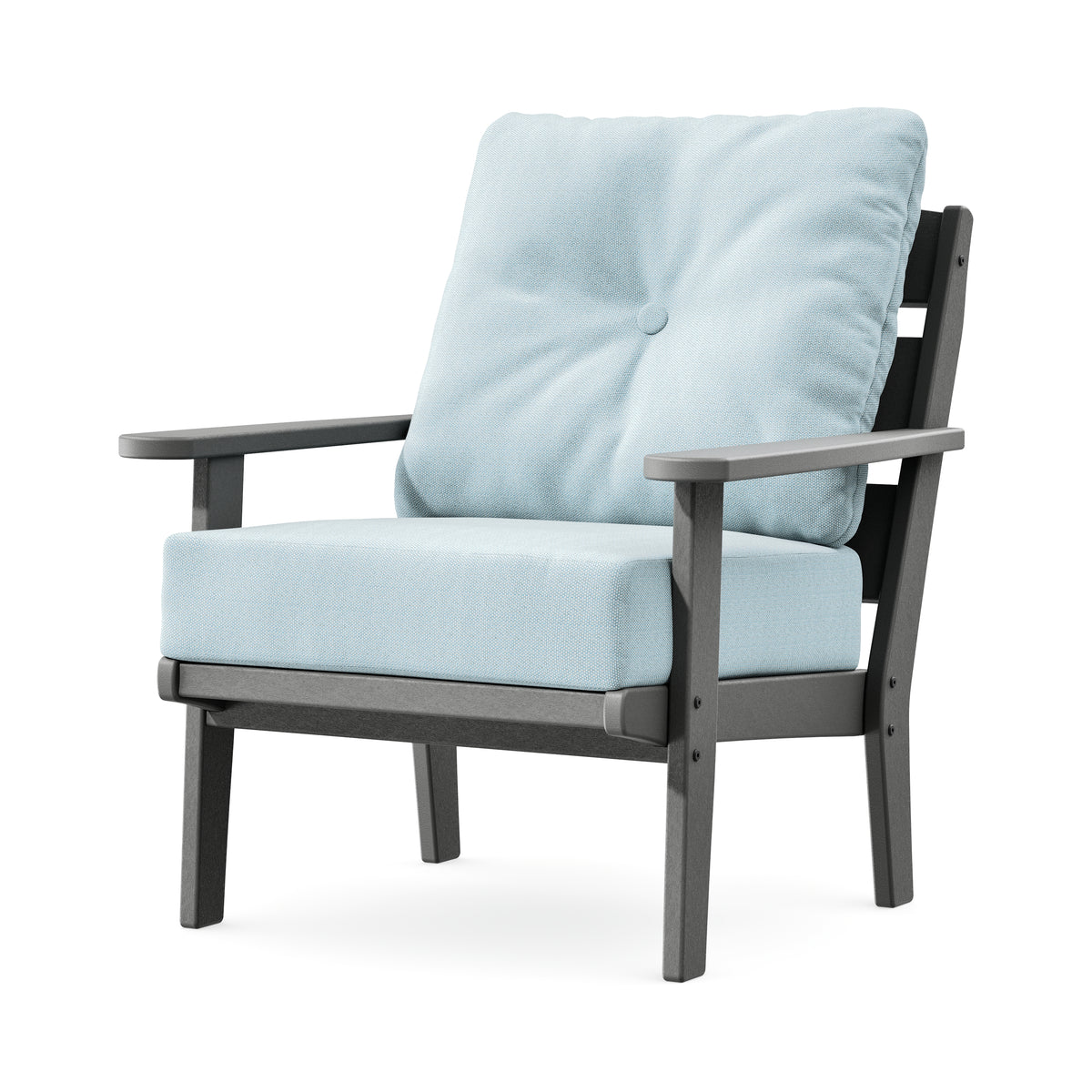 POLYWOOD Lakeside Deep Seating Chair in Slate Grey / Exhale Sky