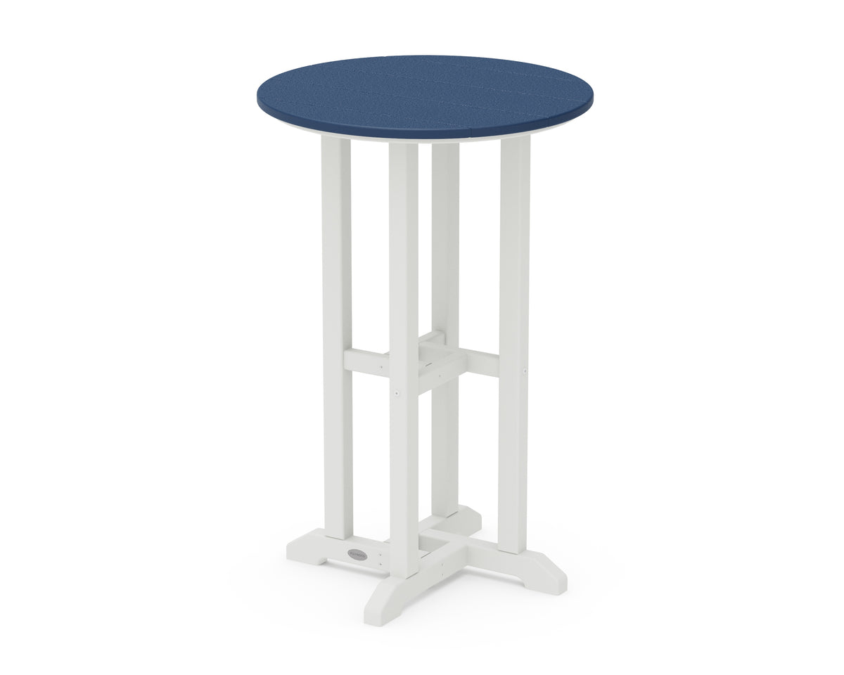 POLYWOOD Contempo 24" Round Counter Table in White / Navy