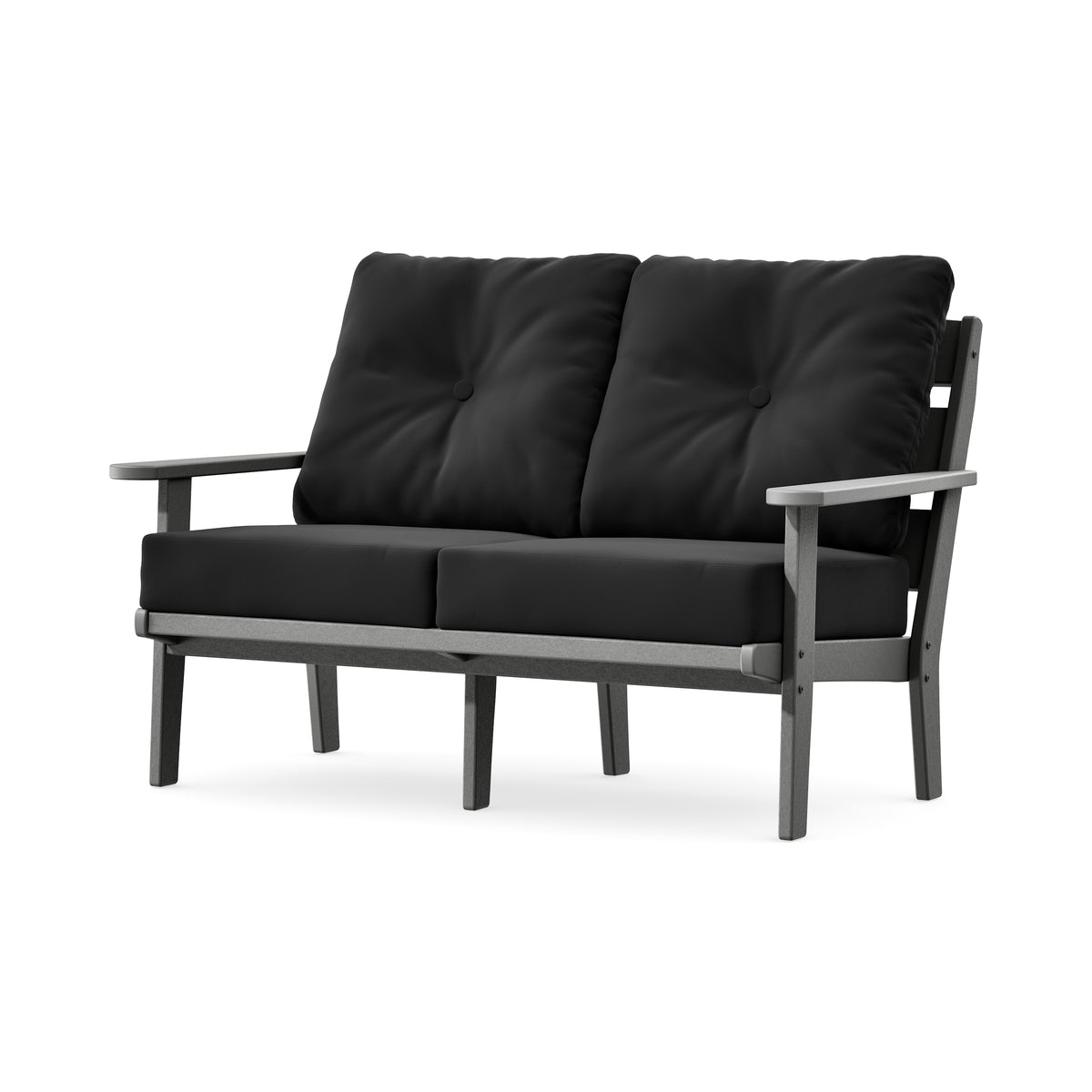 POLYWOOD Lakeside Deep Seating Loveseat in Slate Grey / Canvas Black