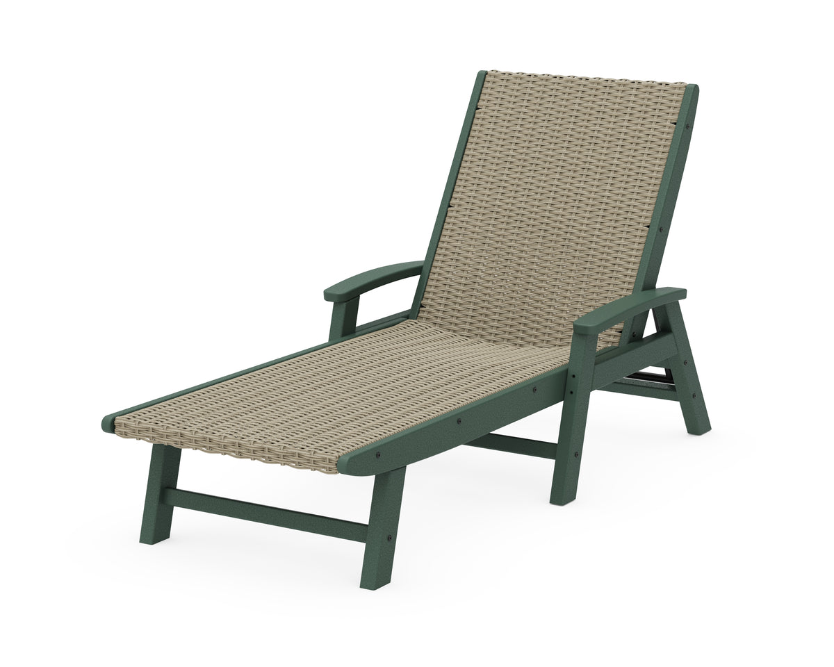 POLYWOOD Coastal Woven Chaise with Arms in Green / Dune Grass