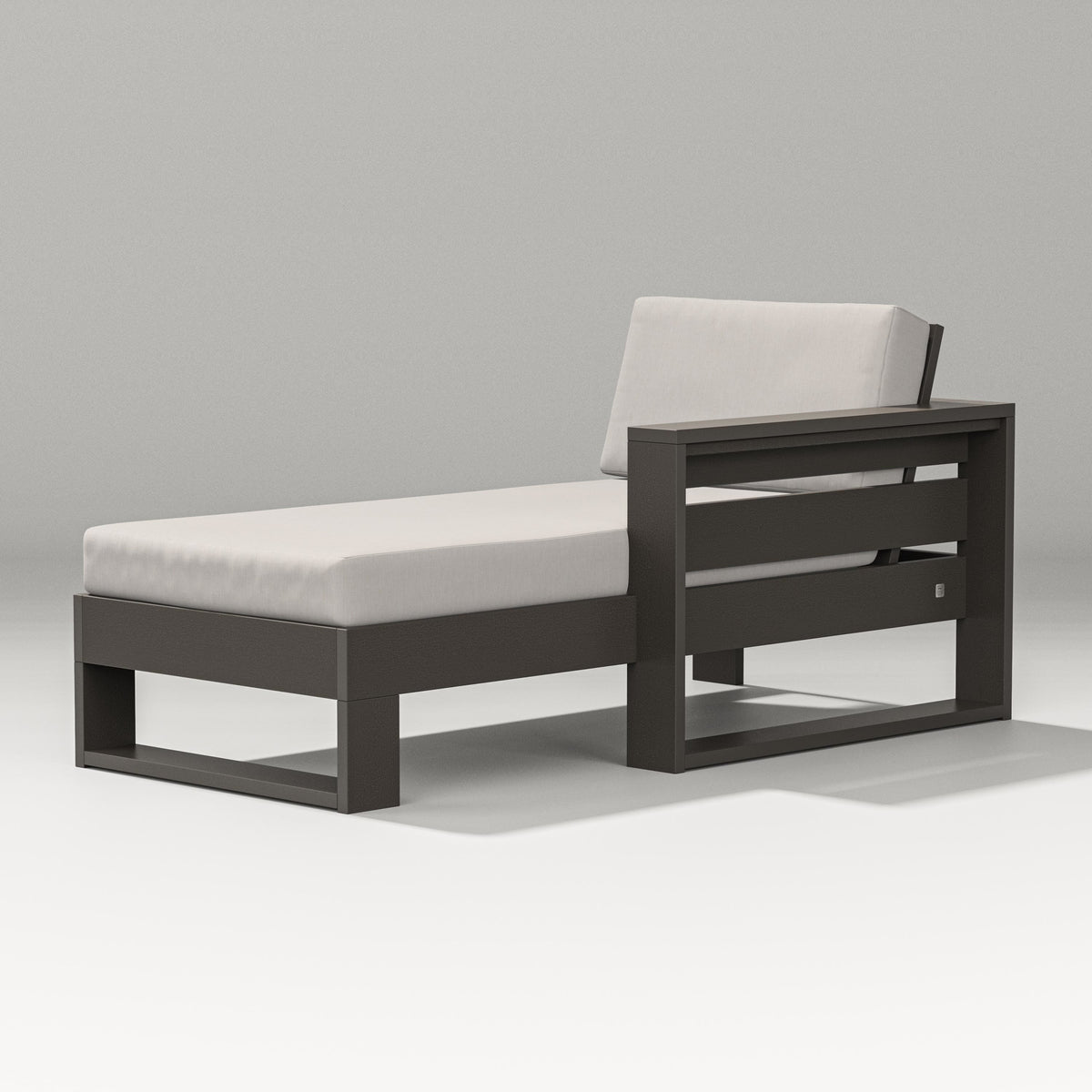 POLYWOOD Latitude Modular Right Arm Chaise in Vintage Coffee / Cast Ash