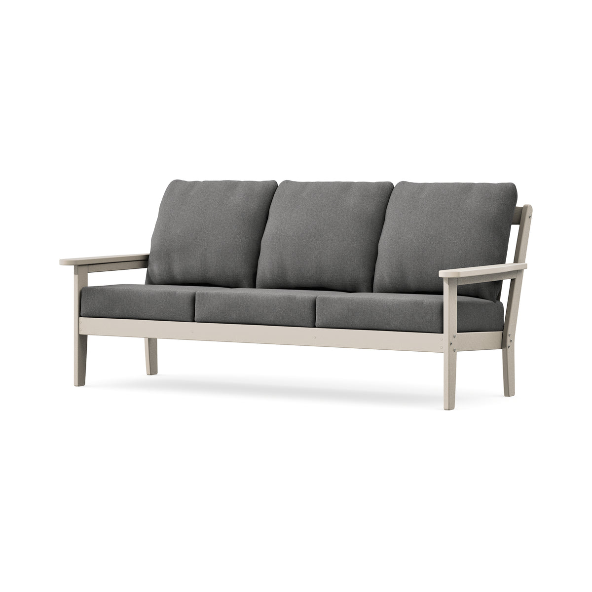 POLYWOOD Cottage Deep Seating Sofa in Sand / Ash Charcoal