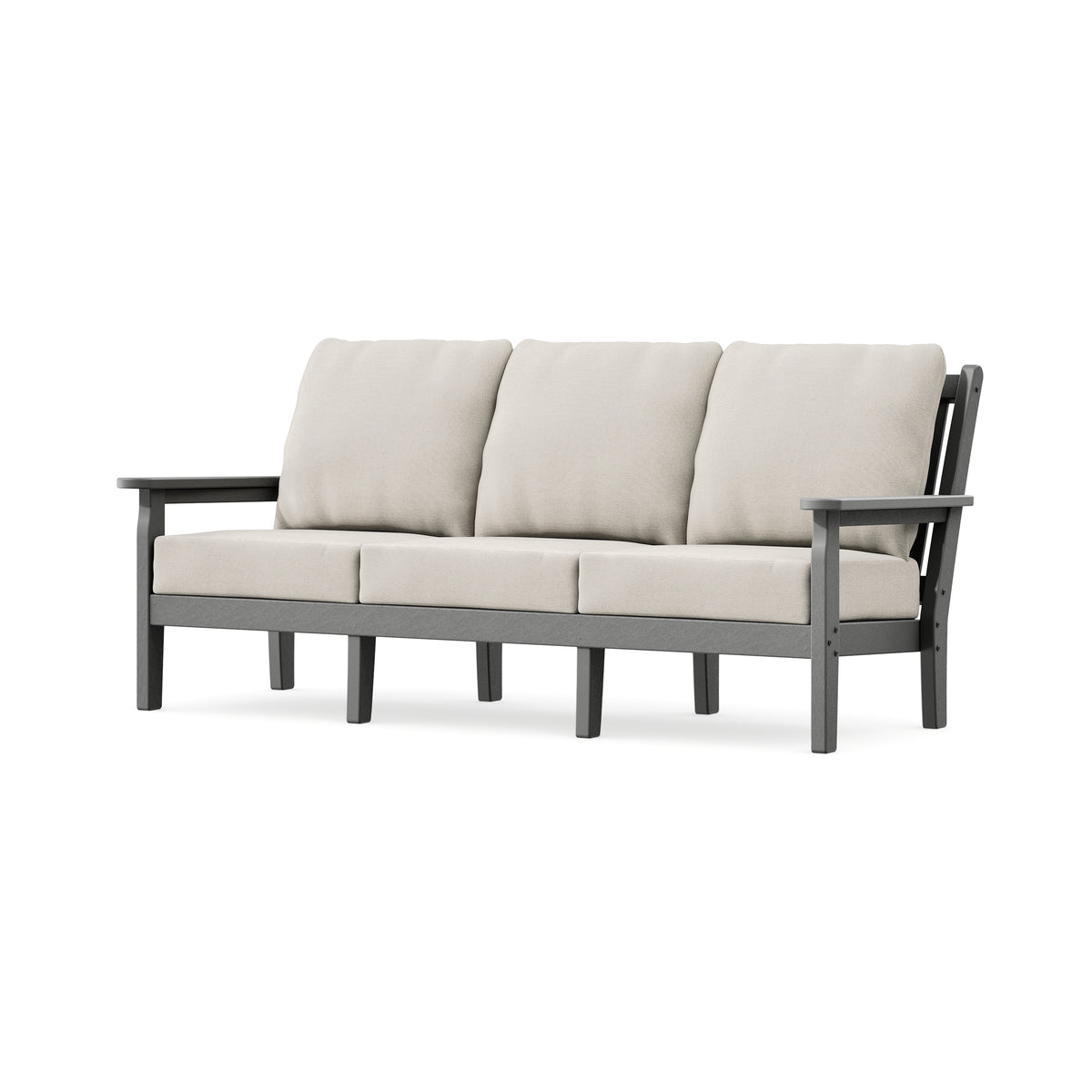 POLYWOOD Chippendale Deep Seating Sofa in Slate Grey / Dune Burlap