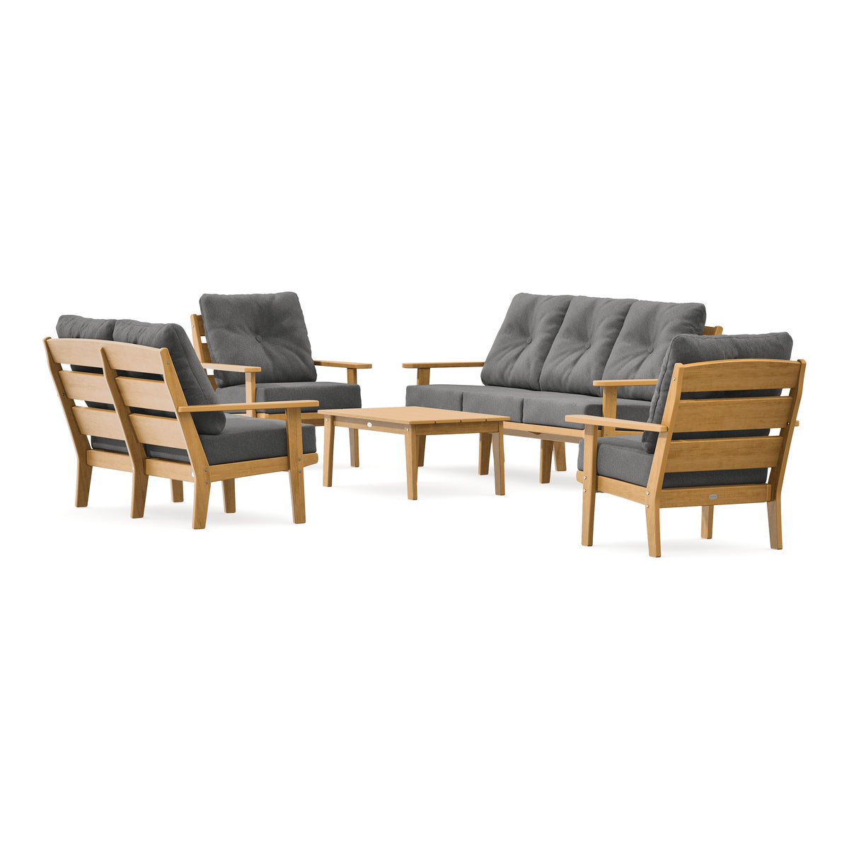 POLYWOOD Lakeside 5-Piece Lounge Sofa Set in Natural