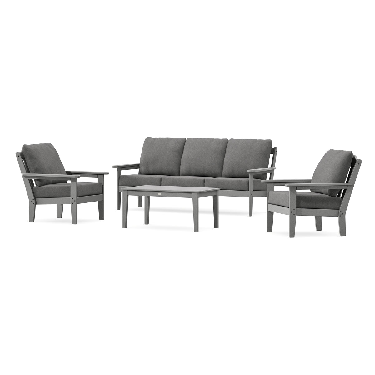 POLYWOOD Country Living Cottage 4-Piece Deep Seating Set with Sofa in Slate Grey