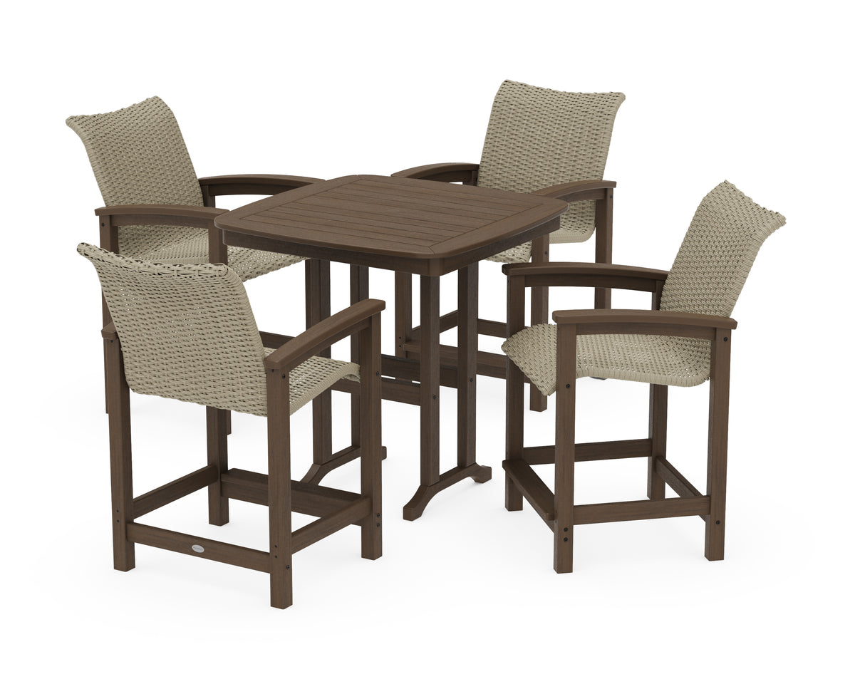 POLYWOOD Coastal Woven 5-Piece Counter Set in Kona / Dune Grass