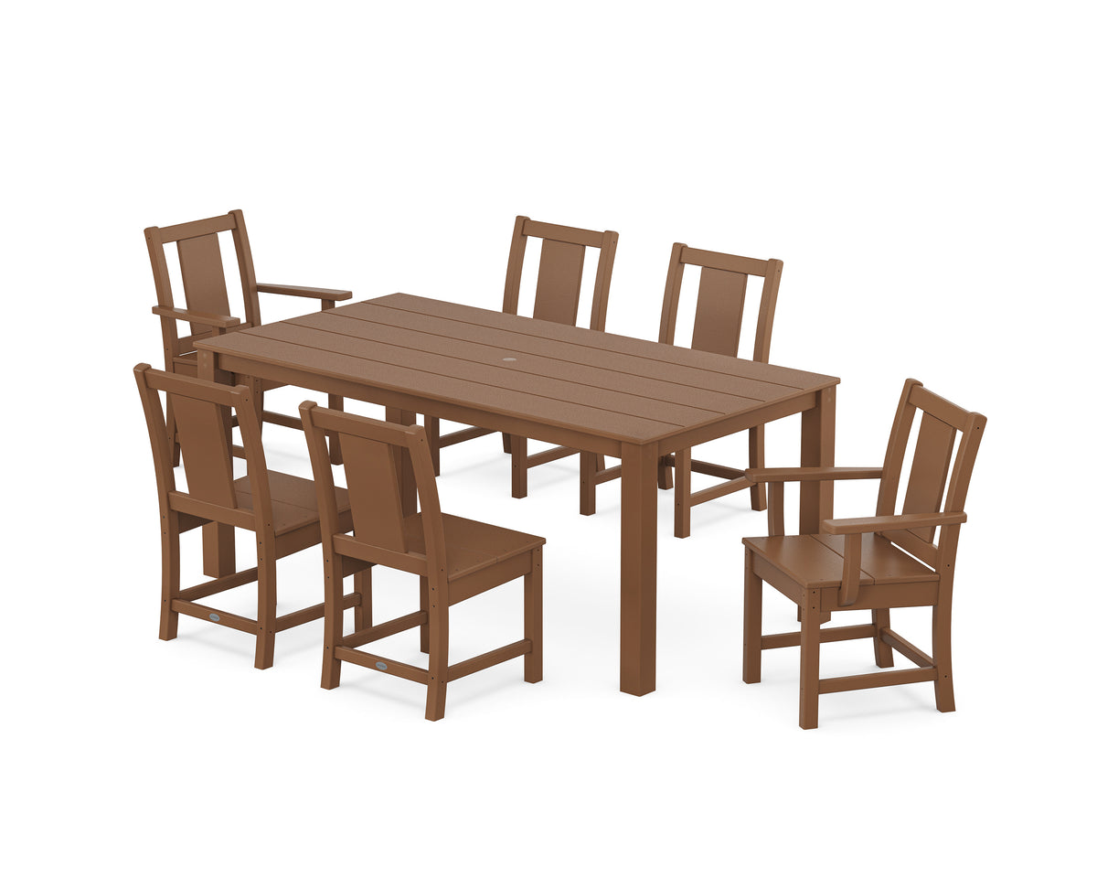 POLYWOOD Prairie 7-Piece Parsons Dining Set in Teak