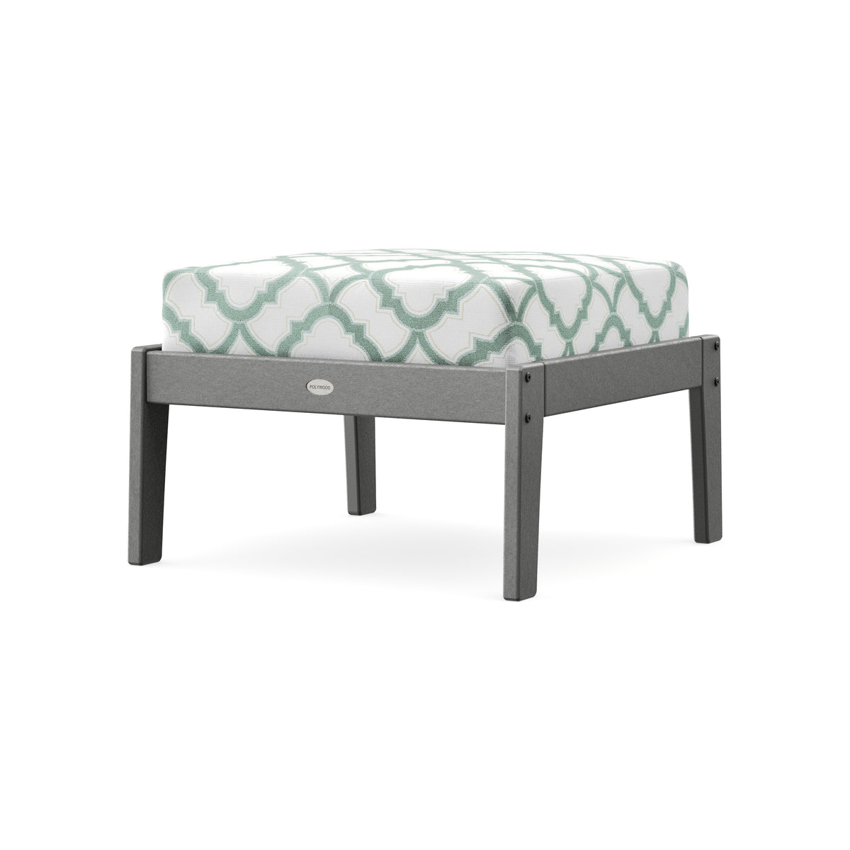 POLYWOOD Lakeside Deep Seating Ottoman in Slate Grey / Trellis Glacier Spa
