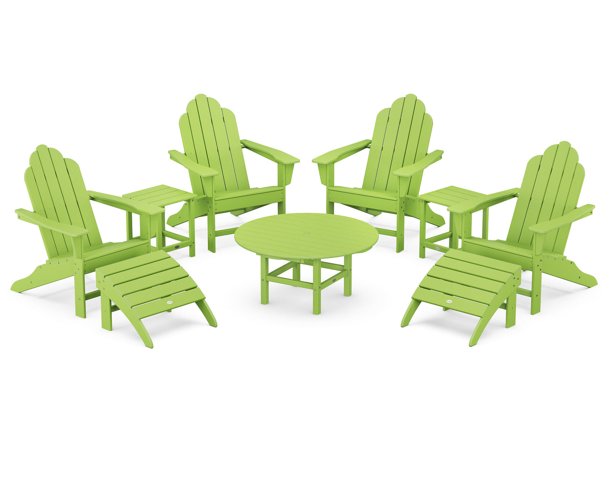 POLYWOOD Long Island Adirondack 9-Piece Conversation Group in Lime
