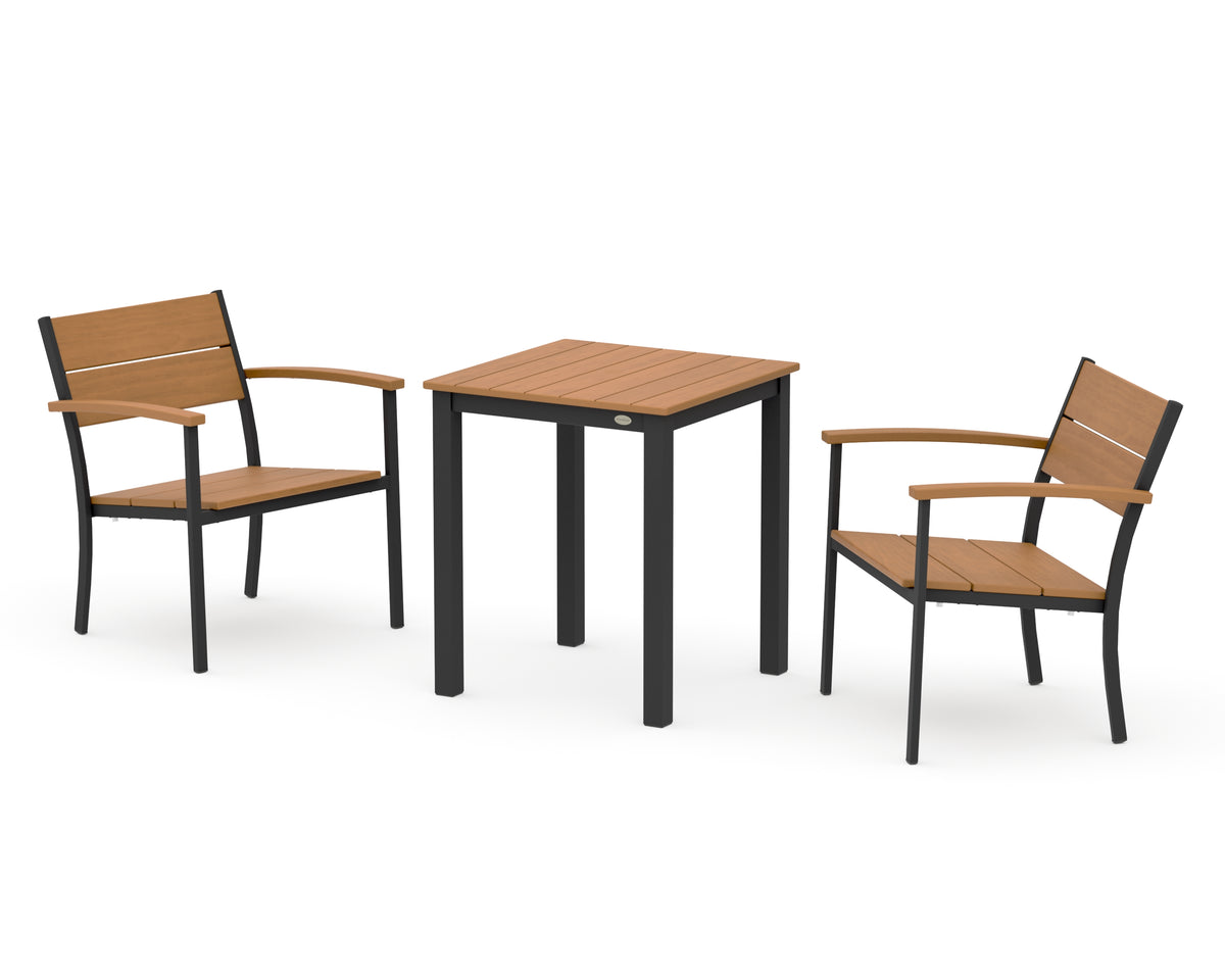 POLYWOOD Main Street 3-Piece Square Dining Set in Black / Natural