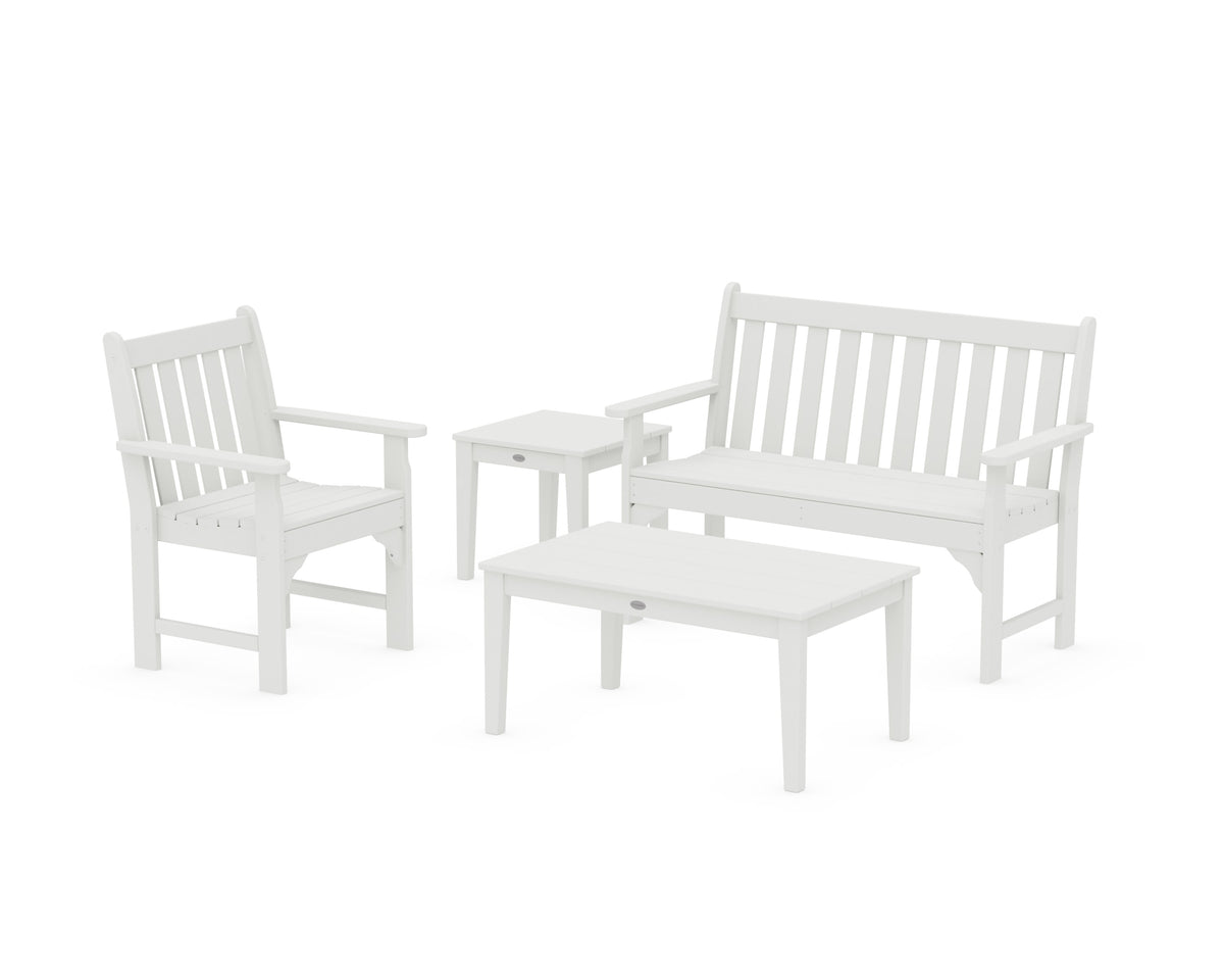 POLYWOOD Vineyard 4-Piece Bench Seating Set in White