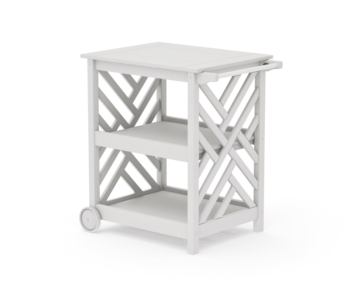 POLYWOOD Chippendale Bar Cart in Vintage White