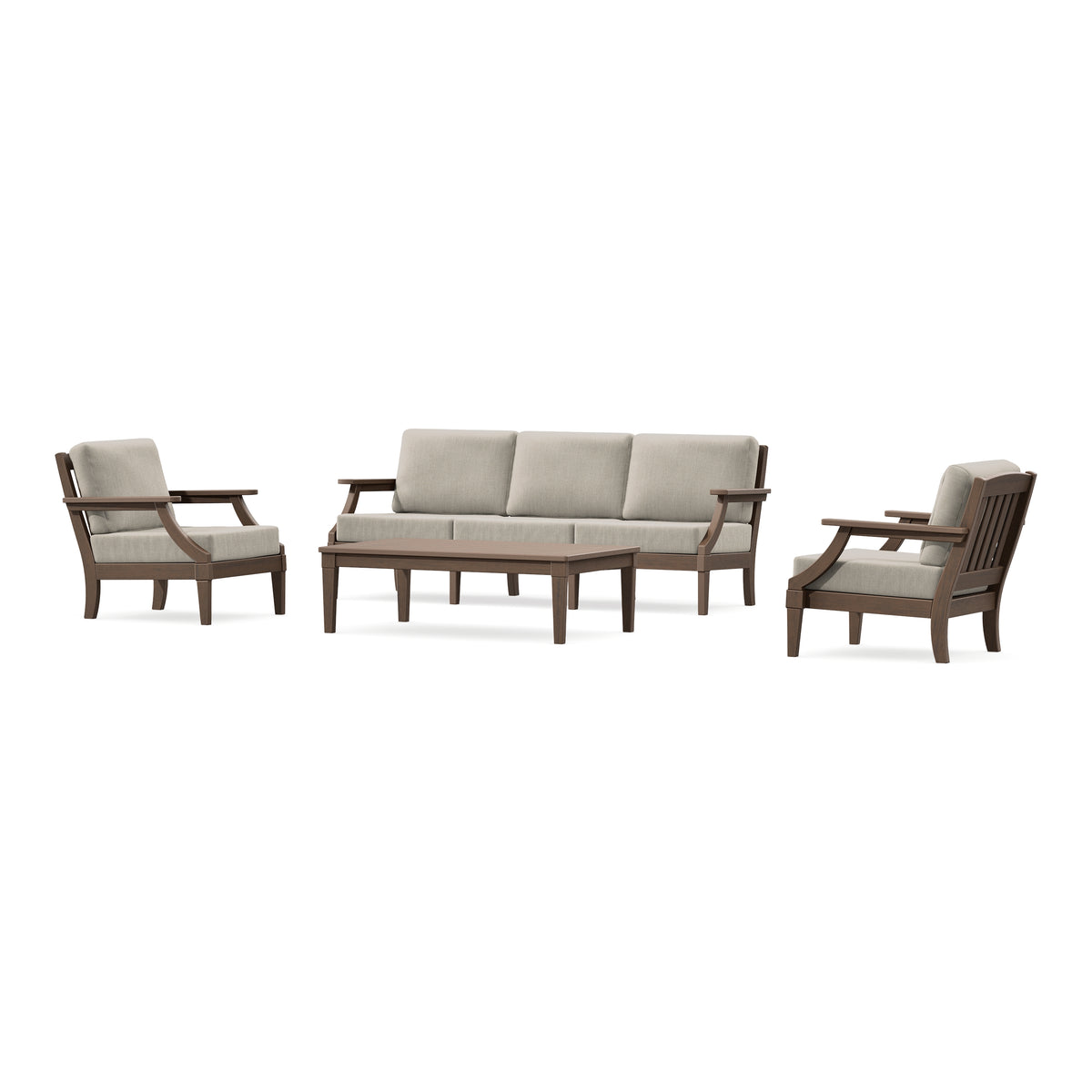 POLYWOOD PW Designer Series Estate 4-Piece Lounge Sofa Set in Kona / Cast Ash