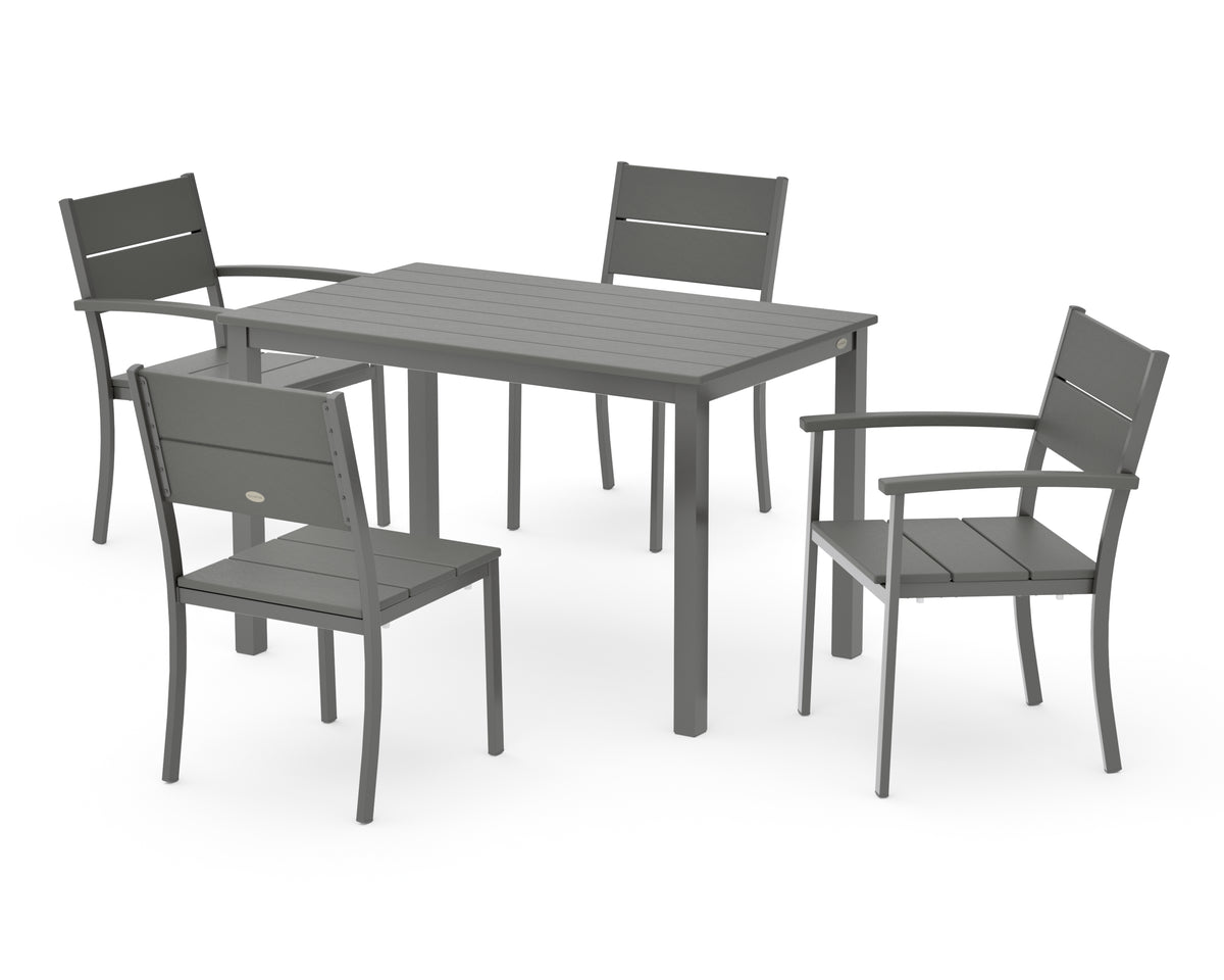 POLYWOOD Main Street 5-Piece Dining Set with Main Street 30 x 48 Dining Table in Charcoal / Slate Grey