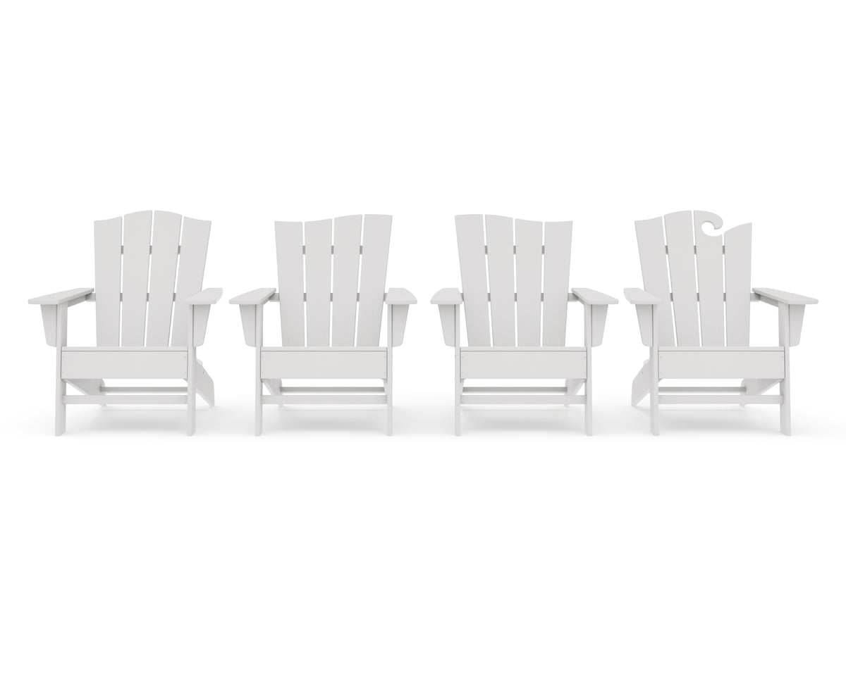 POLYWOOD Wave Collection 4-Piece Adirondack Chair Set in Vintage White