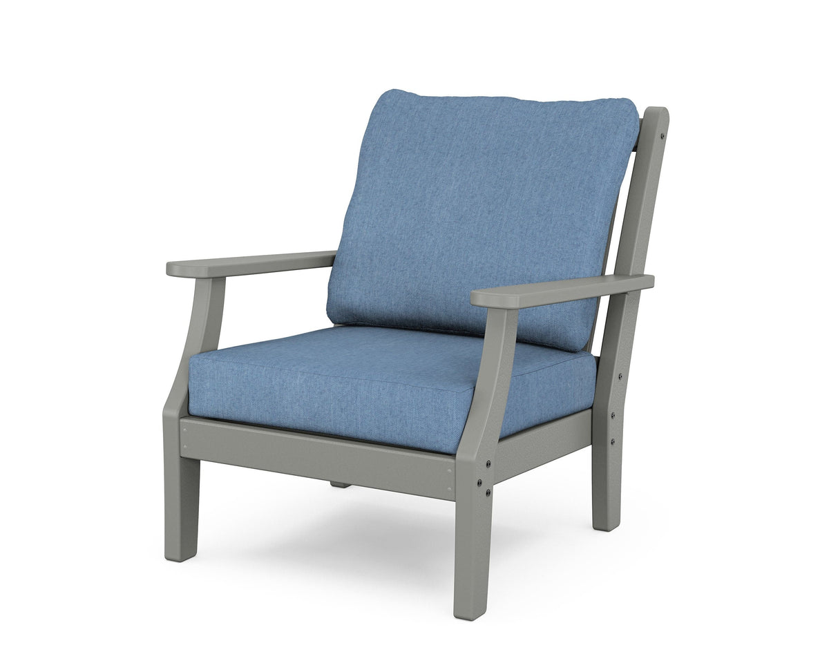 POLYWOOD Wovendale Deep Seating Chair in Slate Grey / Sky Blue
