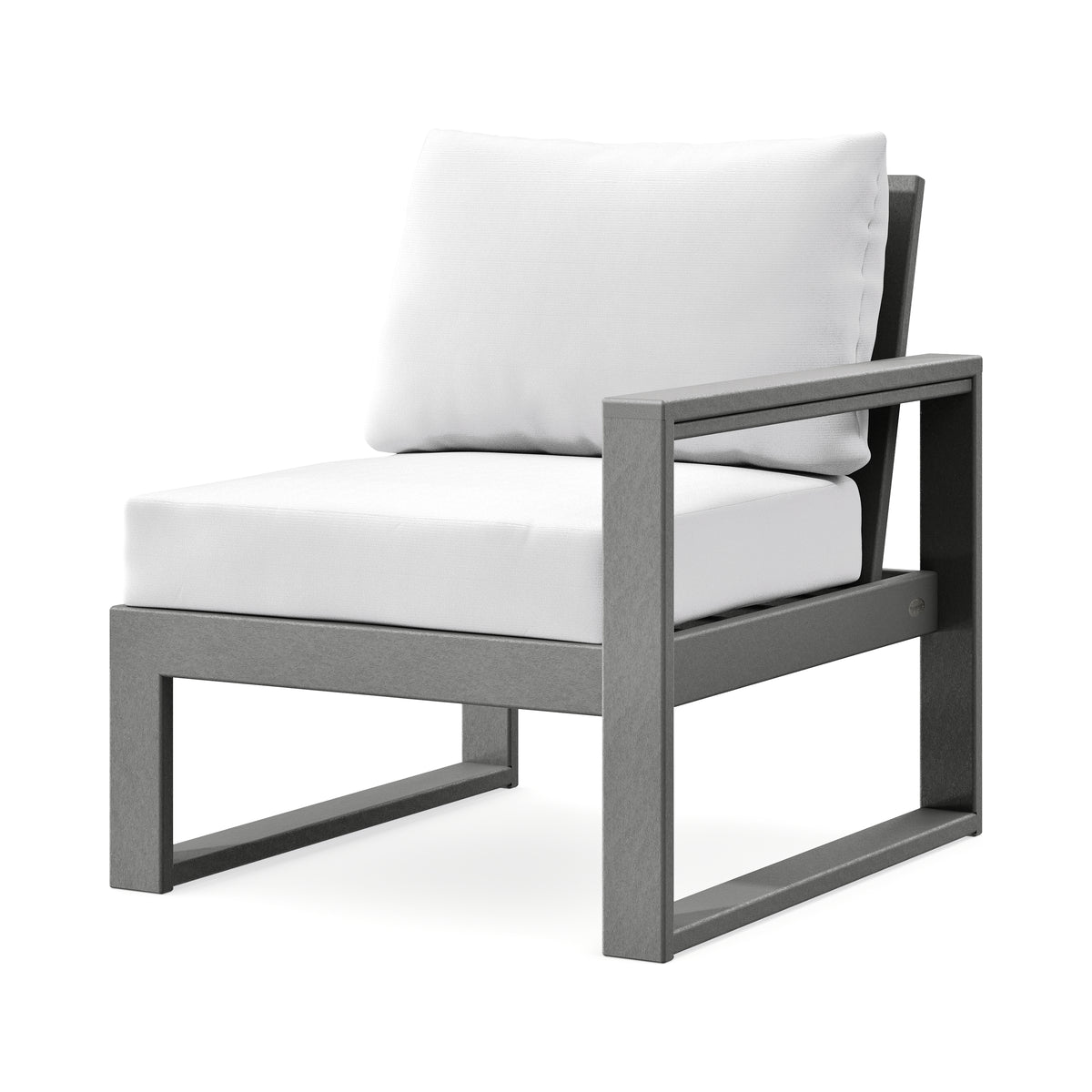 POLYWOOD EDGE Modular Right Arm Chair in Slate Grey / Natural