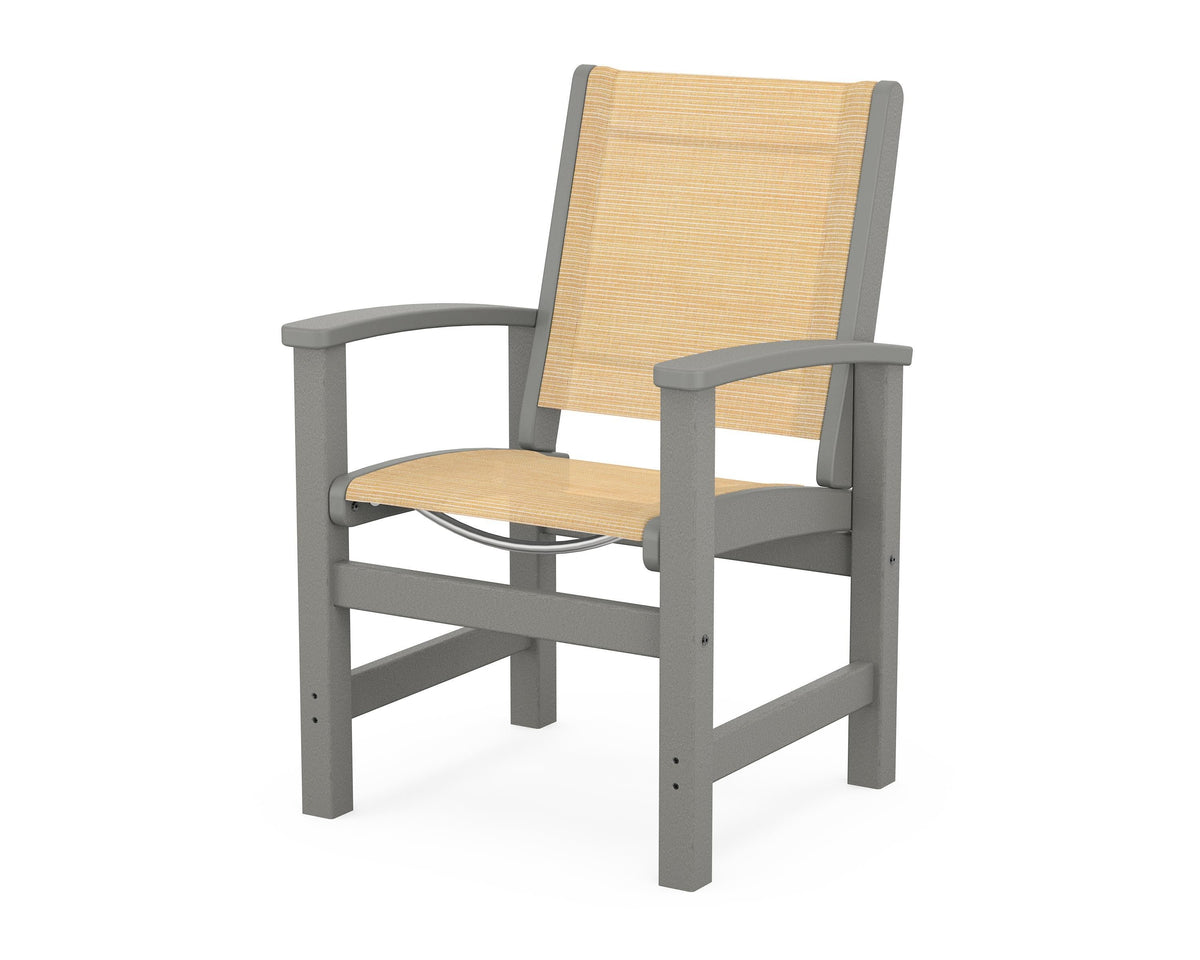POLYWOOD Coastal Dining Chair in Slate Grey / Dupioni Apricot