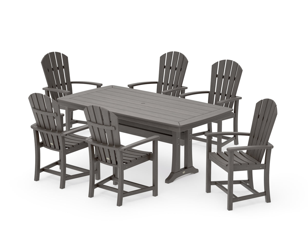POLYWOOD Palm Coast 7-Piece Dining Set with Trestle Legs in Driftwood