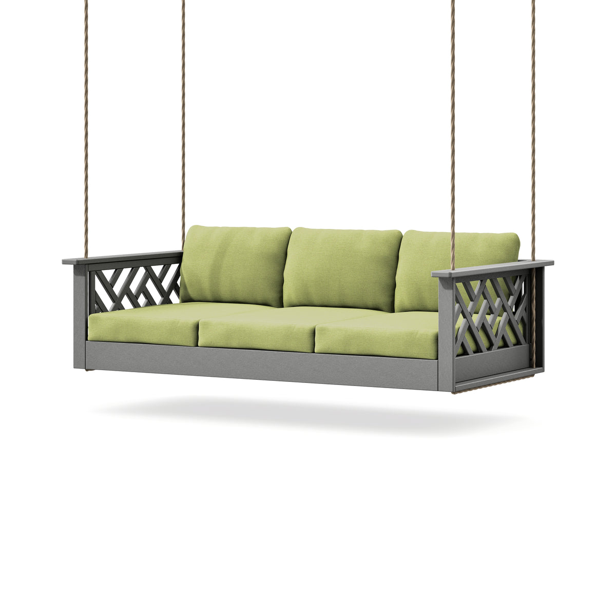 POLYWOOD Chippendale Daybed Swing in Slate Grey / Chartreuse Boucle