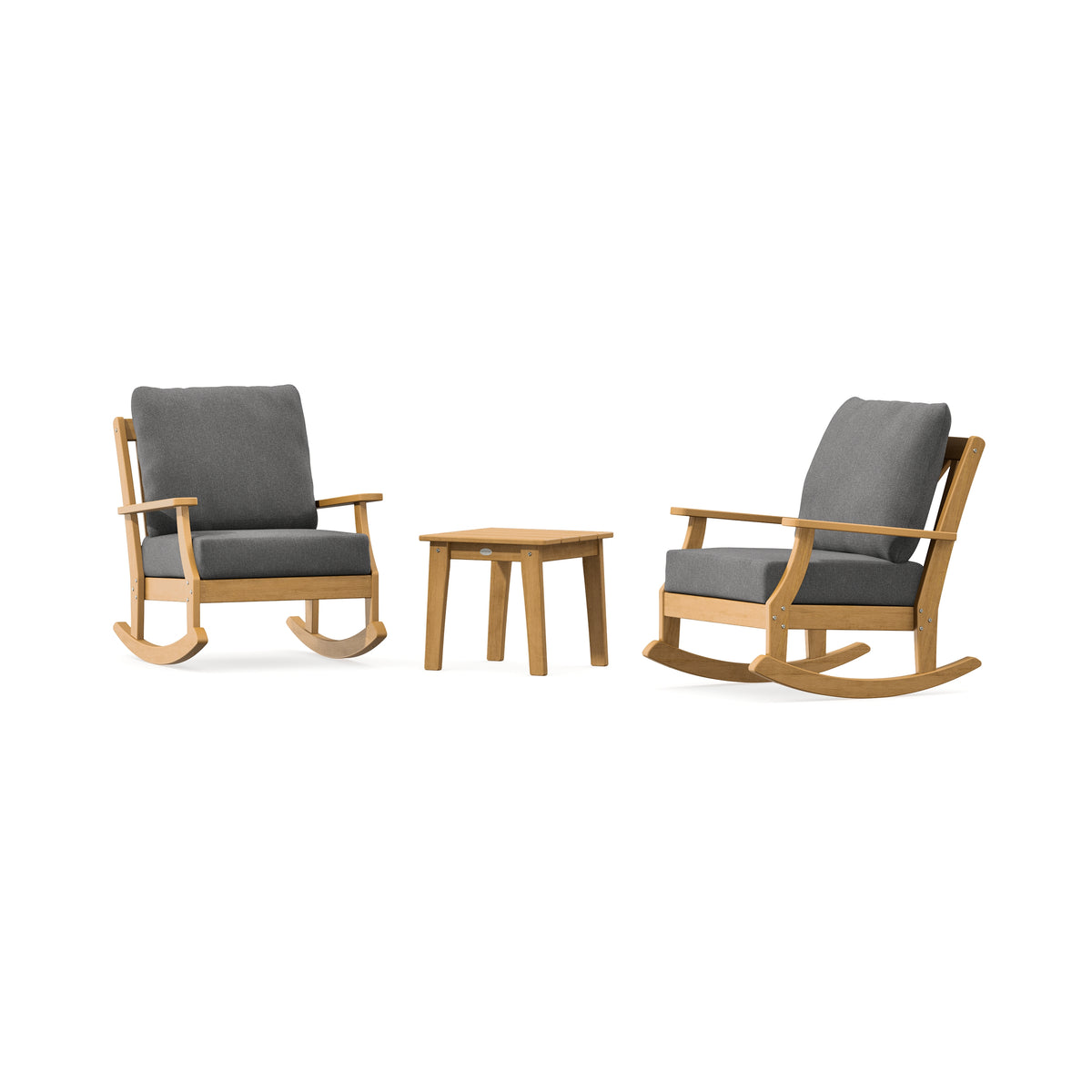 POLYWOOD Braxton 3-Piece Deep Seating Rocker Set in Natural