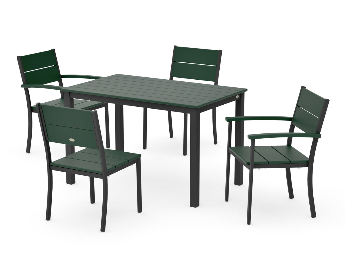 POLYWOOD Main Street 5-Piece Dining Set with Main Street 30 x 48 Dining Table in Black / Green