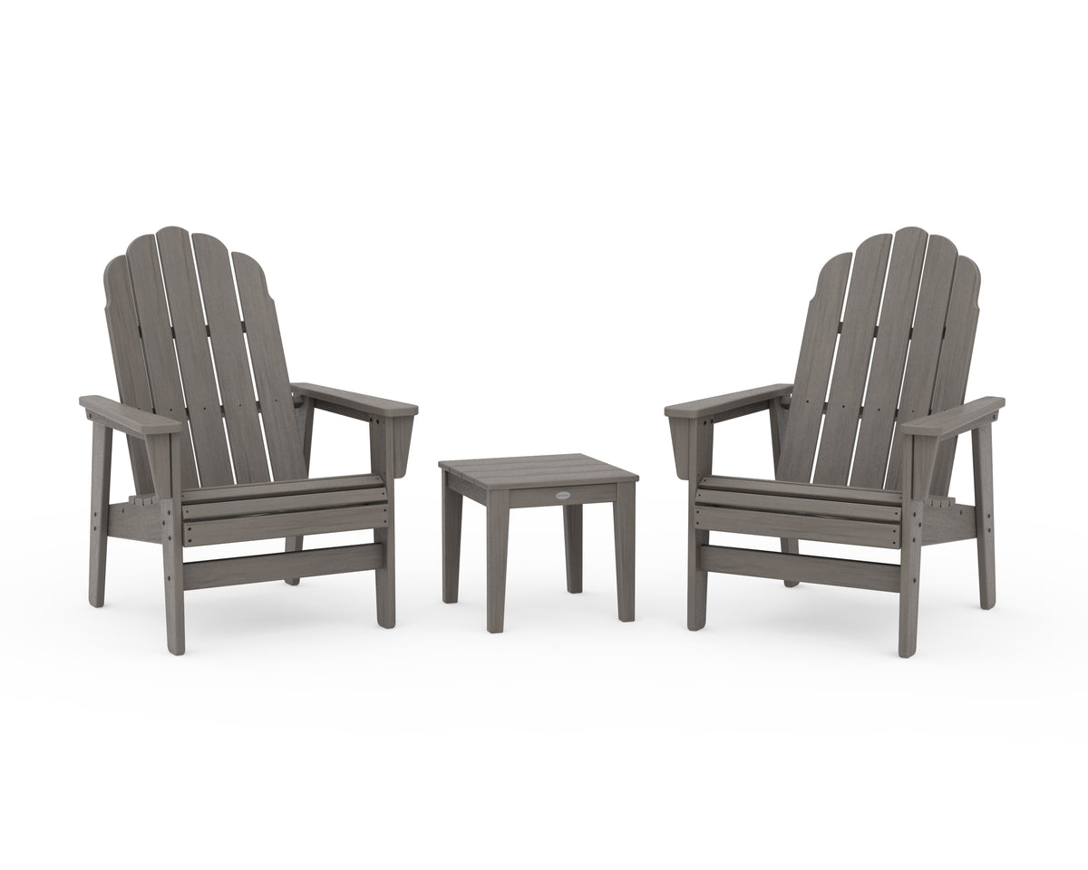 POLYWOOD 3-Piece Vineyard Grand Upright Adirondack Set in Driftwood