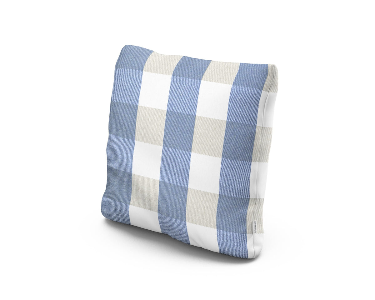POLYWOOD 18" Outdoor Throw Pillow in Buffalo Plaid Sky Blue