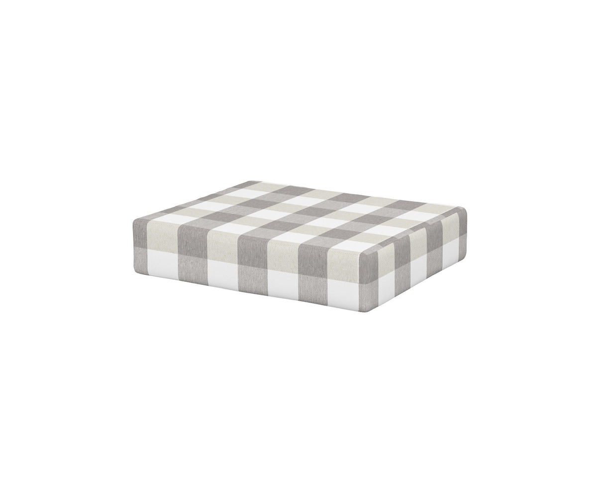 POLYWOOD Acadia Ottoman Cushion in Buffalo Plaid Grey Mist