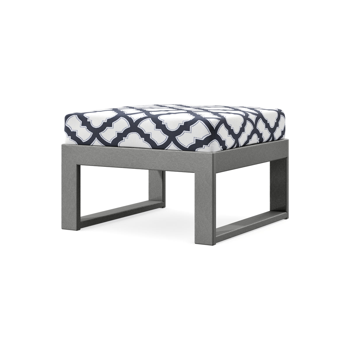 POLYWOOD Modular Ottoman - Modern in Slate Grey / Trellis Navy