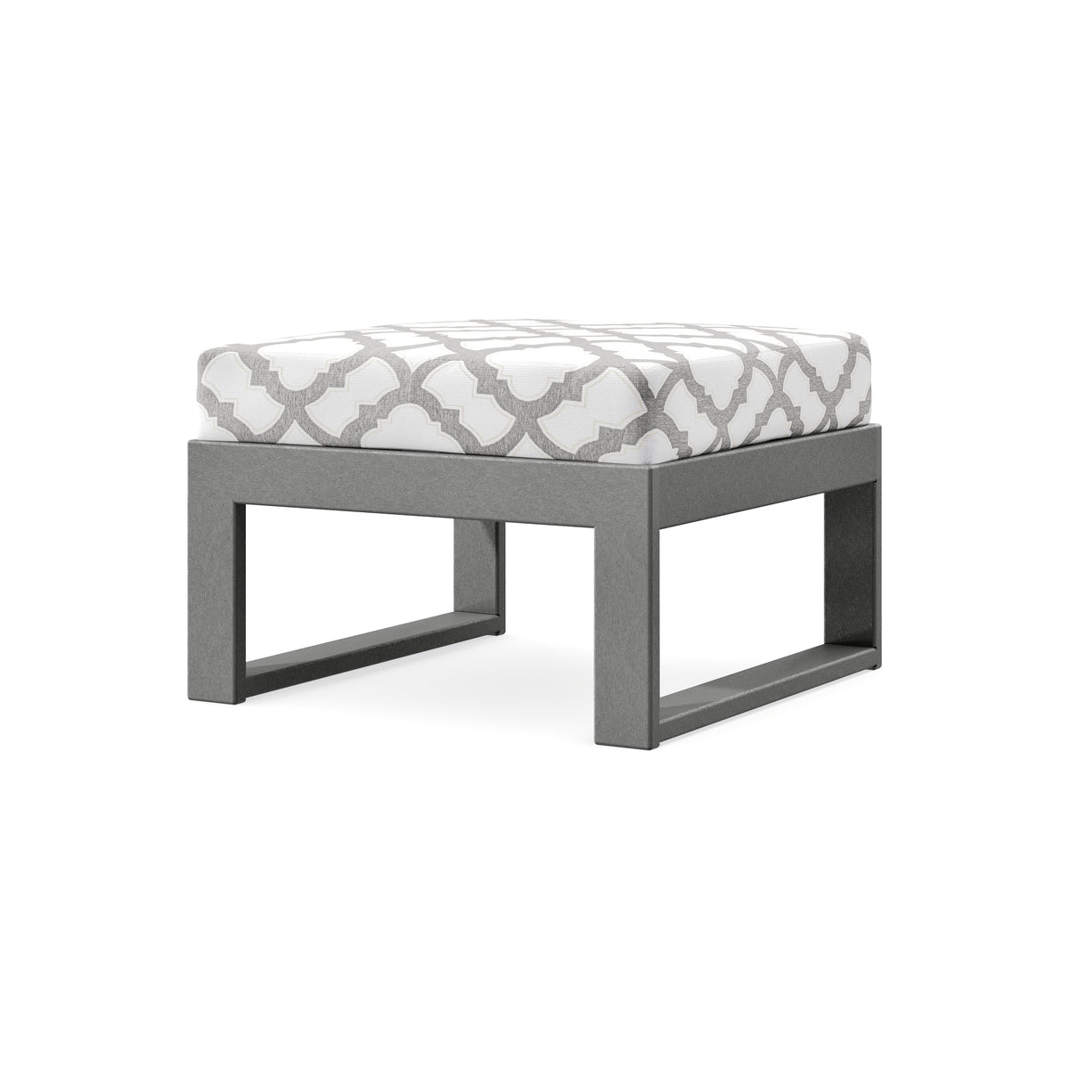 POLYWOOD Modular Ottoman - Modern in Slate Grey / Trellis Grey Mist