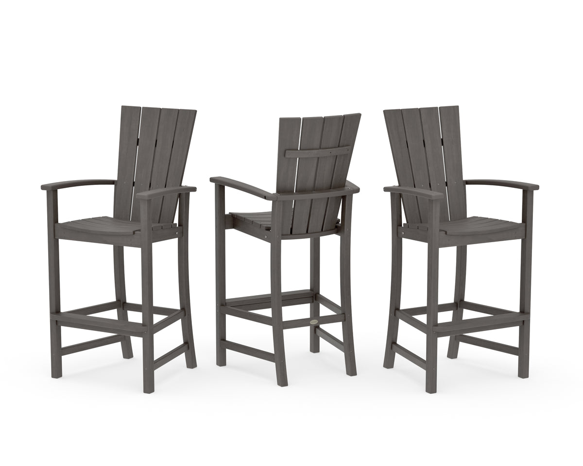 POLYWOOD Quattro 3-Piece Bar Set in Driftwood