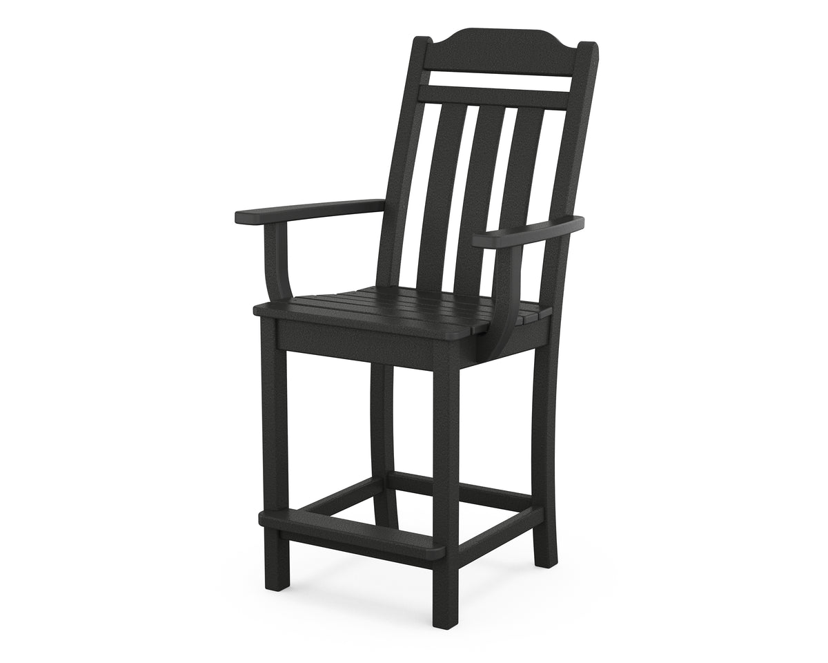 POLYWOOD Cottage Counter Arm Chair in Black