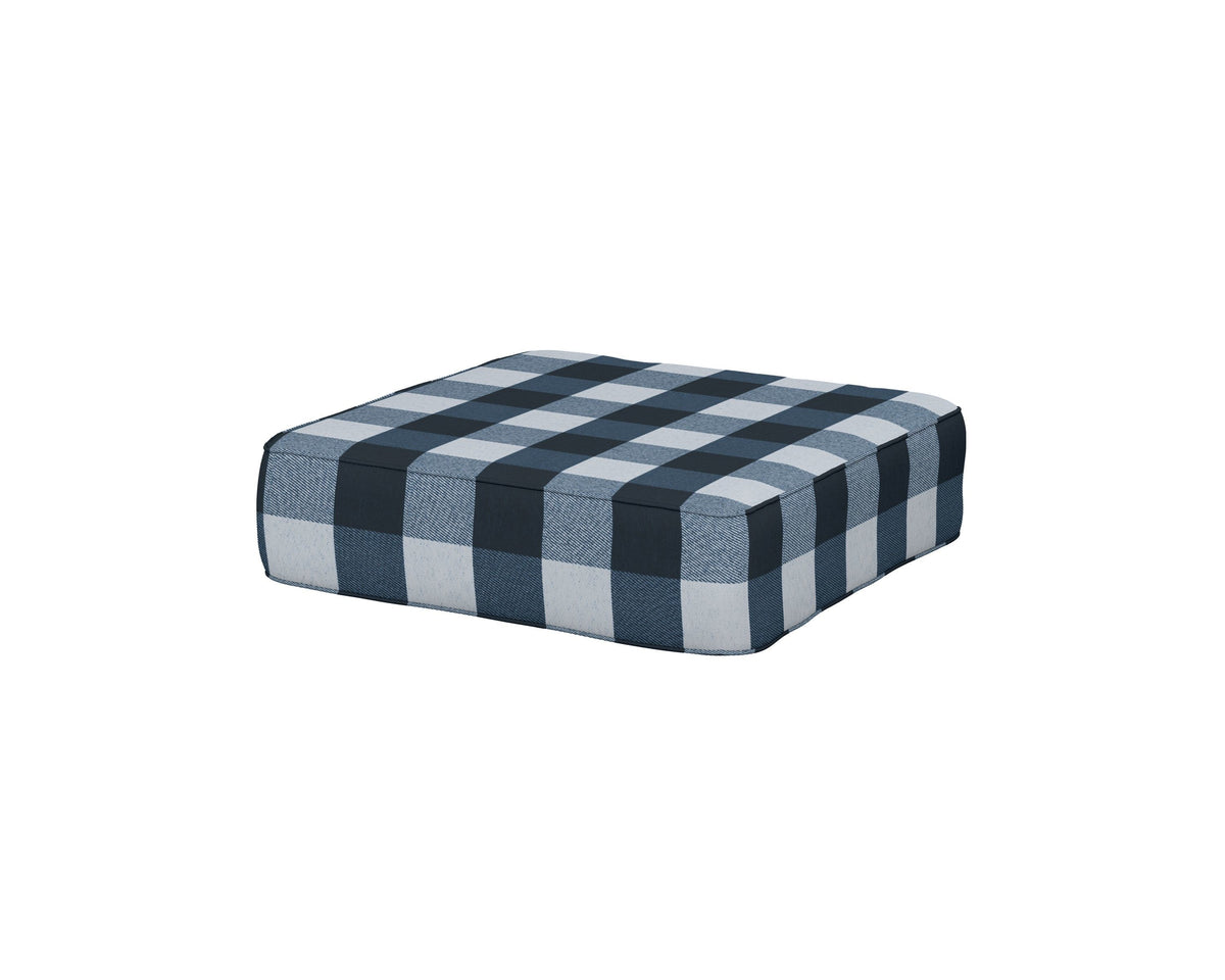 POLYWOOD Ateeva 4000 Ottoman Cushion in Buffalo Plaid Marine Indigo