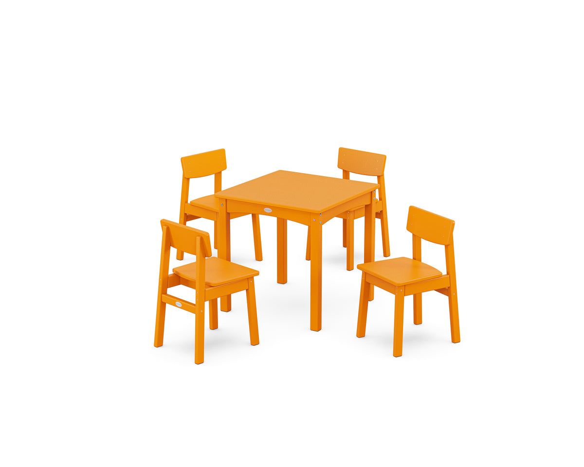 POLYWOOD Modern Studio Kids 5-Piece Dining Set in Tangerine