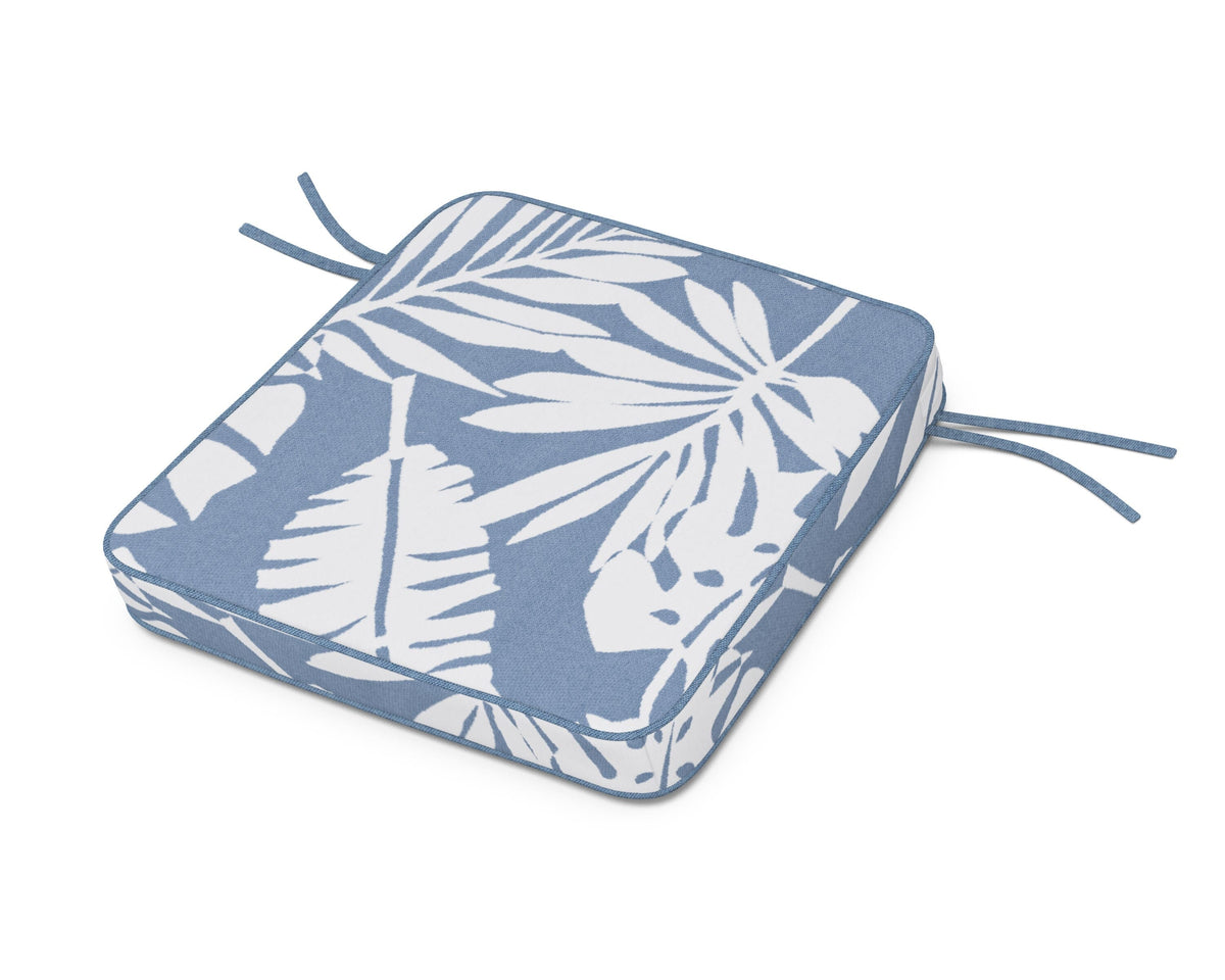 POLYWOOD Acadia Dining Arm Seat Cushion in Leaf Sky Blue