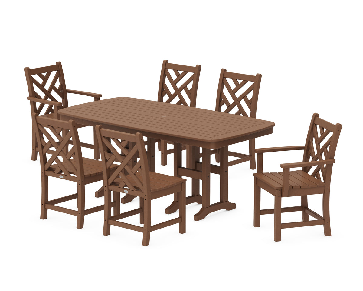 POLYWOOD Chippendale 7-Piece Dining Set in Teak