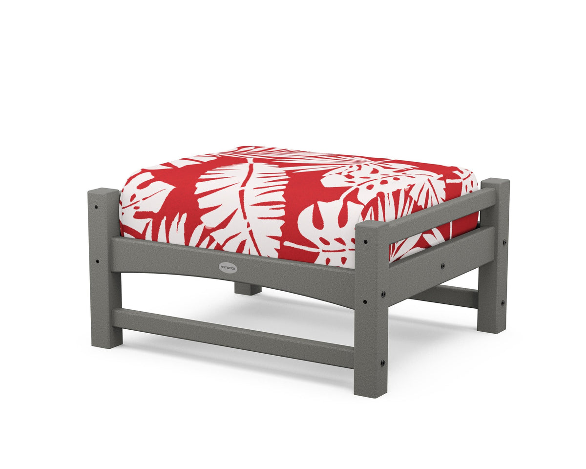 POLYWOOD Club Ottoman in Slate Grey / Leaf Crimson