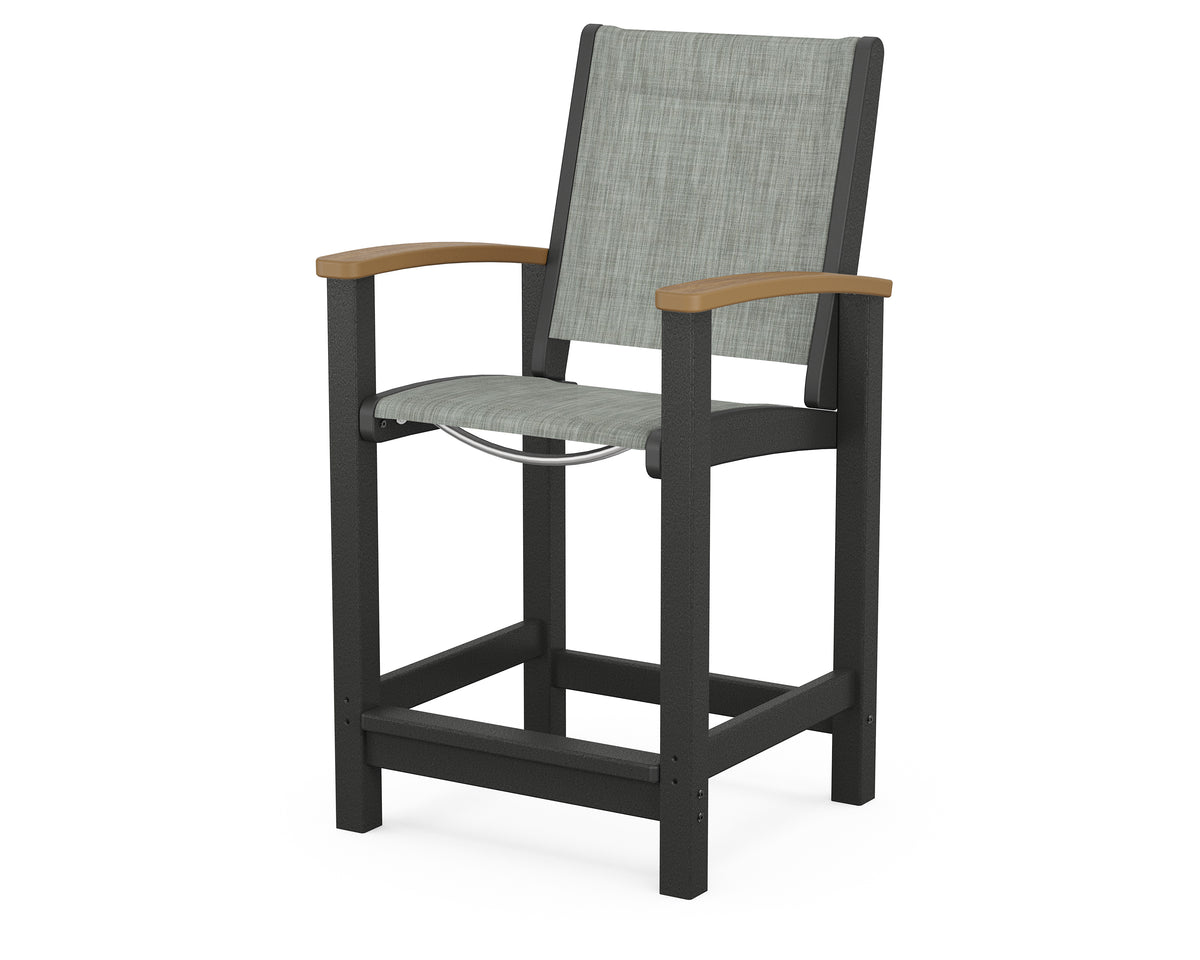 POLYWOOD Coastal Counter Chair in Black / Natural / Birch