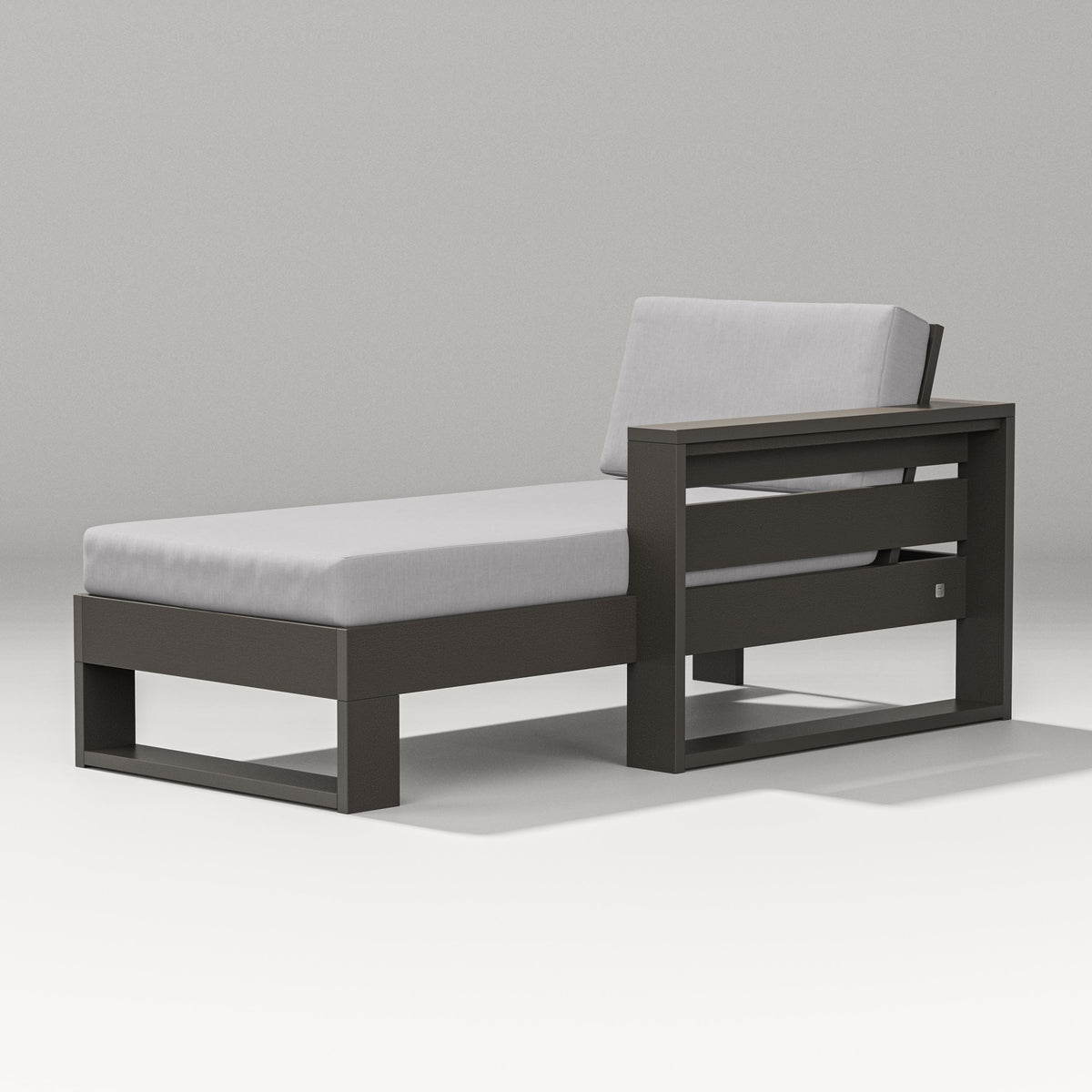 POLYWOOD Latitude Modular Right Arm Chaise in Vintage Coffee / Granite