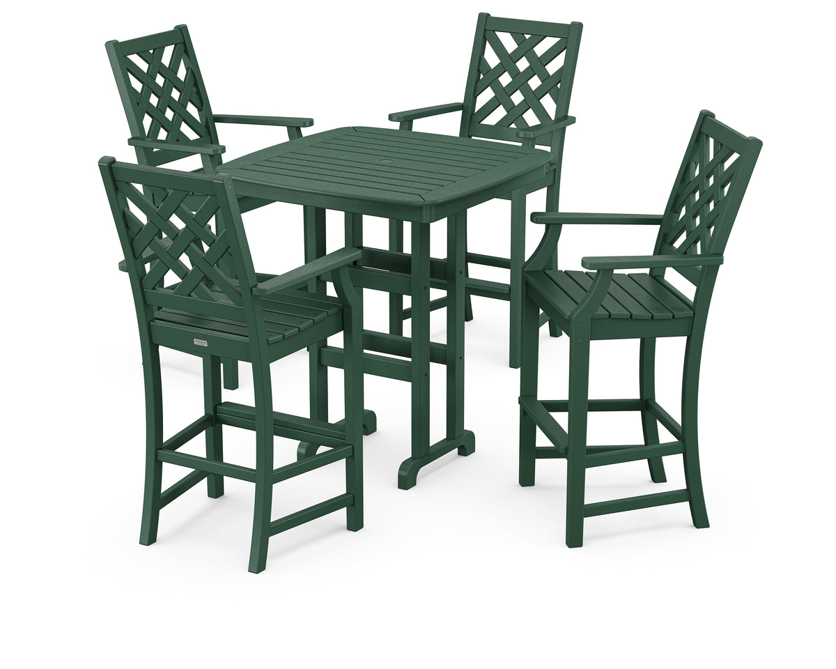 POLYWOOD Country Living Wovendale 5-Piece Bar Set in Green