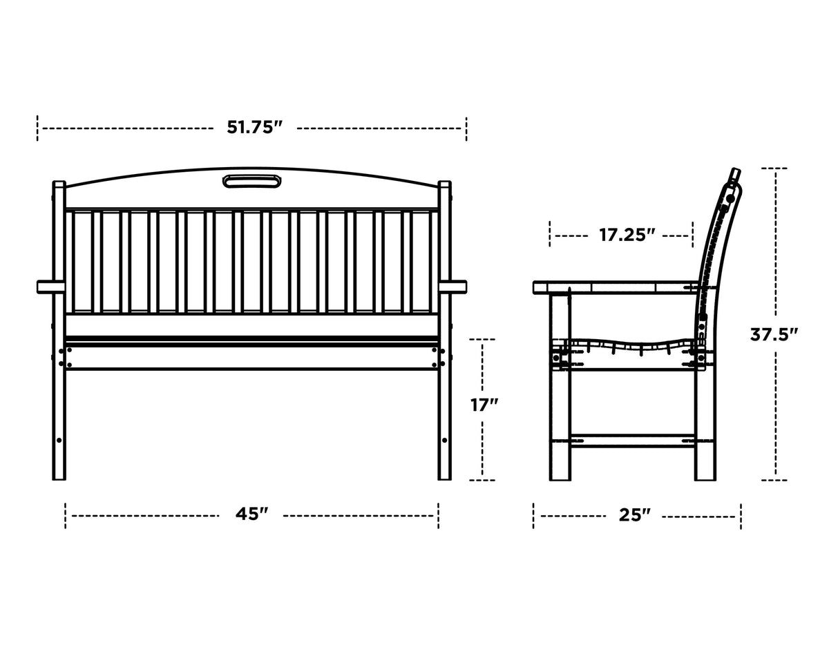 POLYWOOD Nautical 48" Bench dimensions