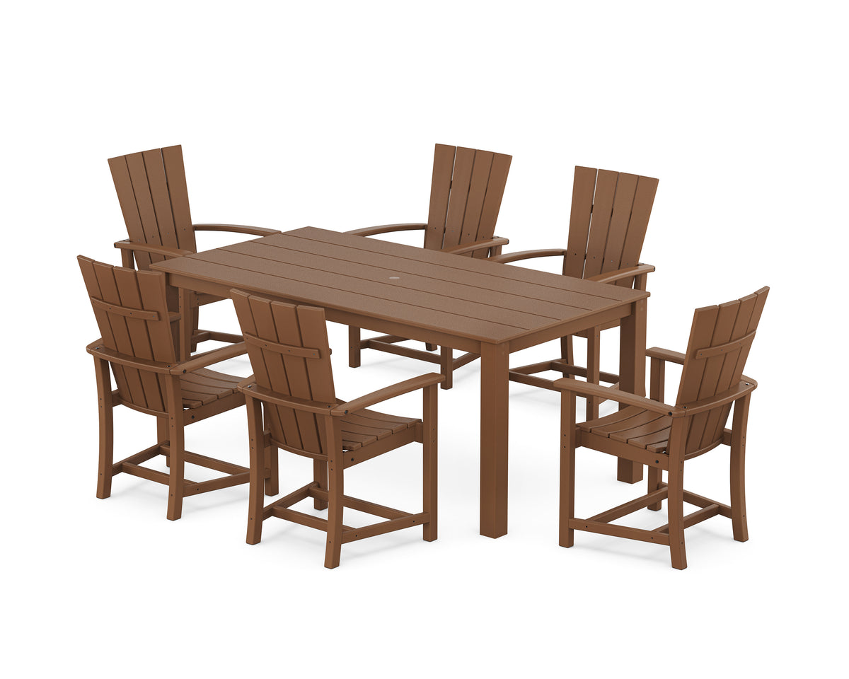 POLYWOOD Quattro 7-Piece Parsons Dining Set in Teak