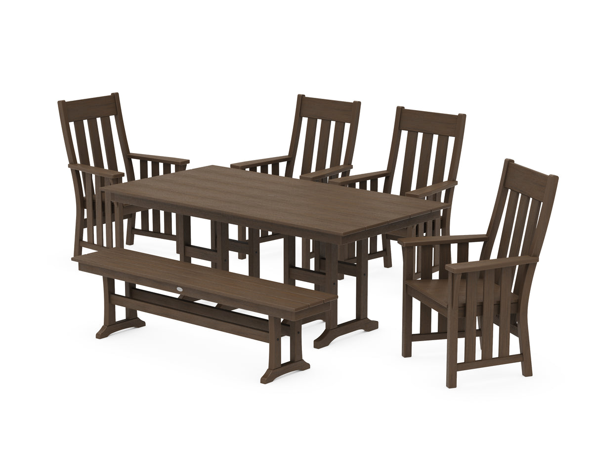 POLYWOOD Acadia 6-Piece Farmhouse Dining Set with Bench in Kona