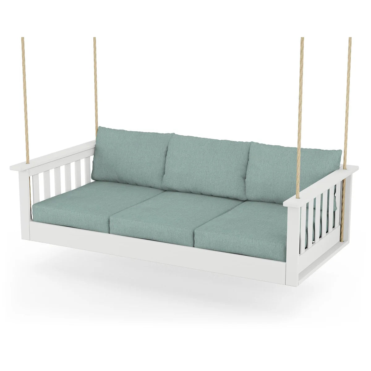 POLYWOOD Vineyard Daybed Swing in White / Glacier Spa