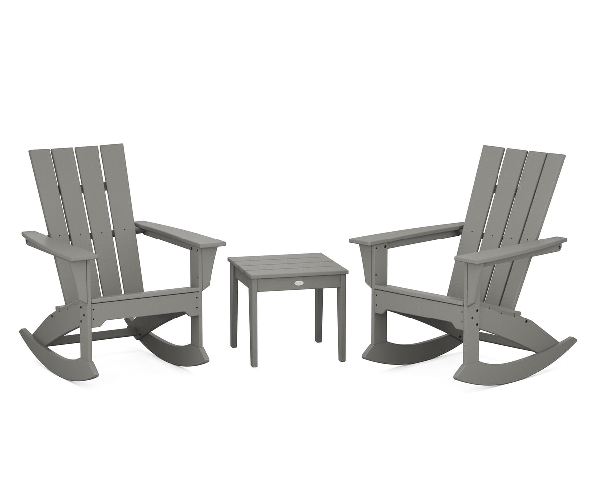 POLYWOOD Quattro 3-Piece Rocker Set in Slate Grey