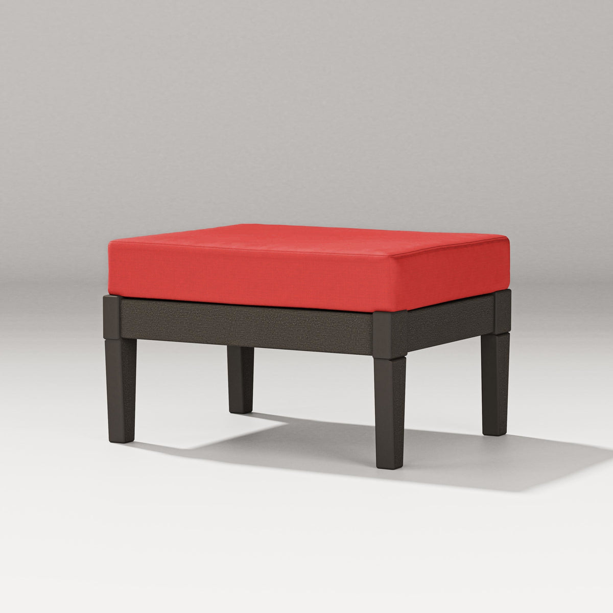POLYWOOD Estate Lounge Ottoman in Vintage Coffee / Crimson Linen