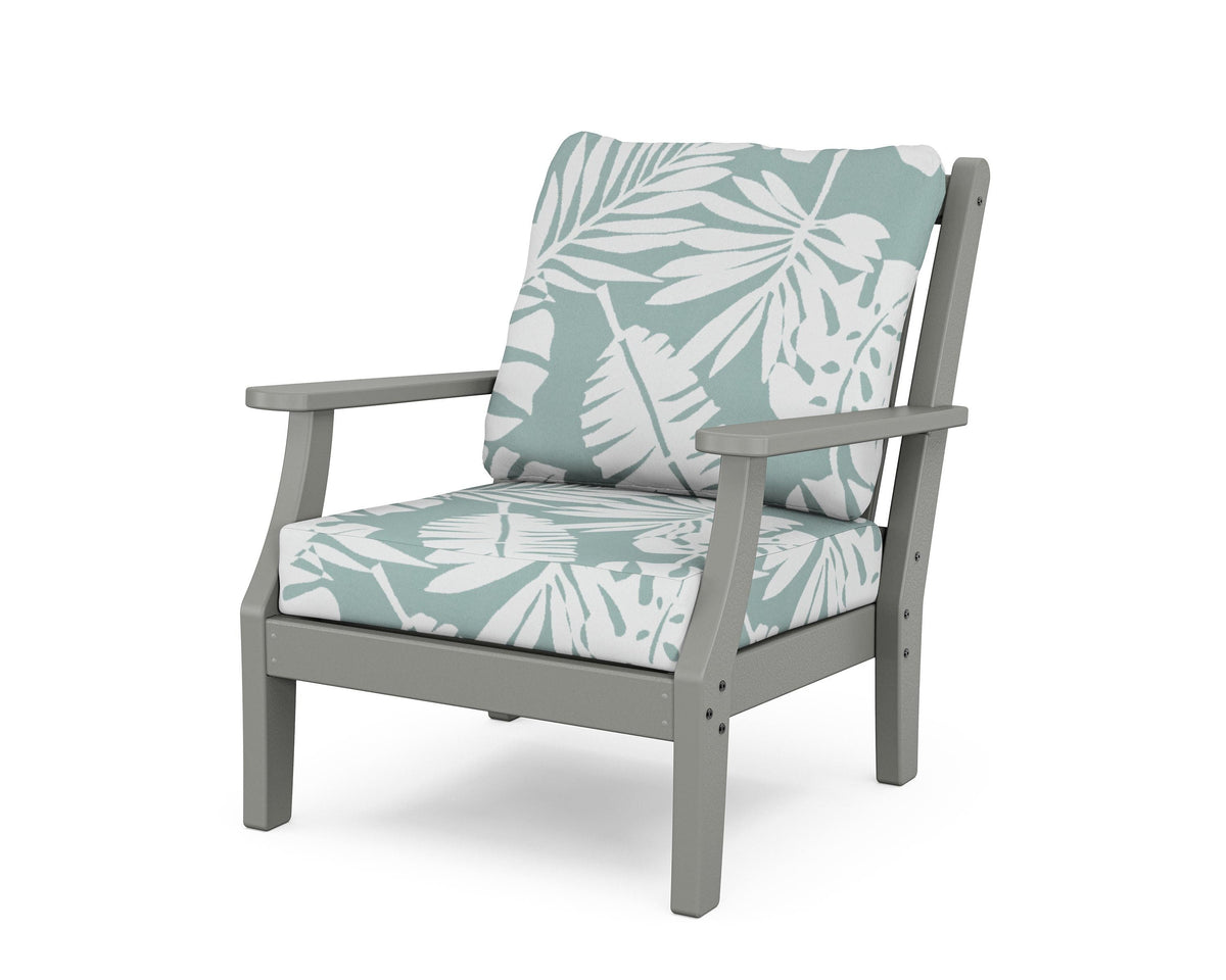 POLYWOOD Wovendale Deep Seating Chair in Slate Grey / Leaf Glacier Spa